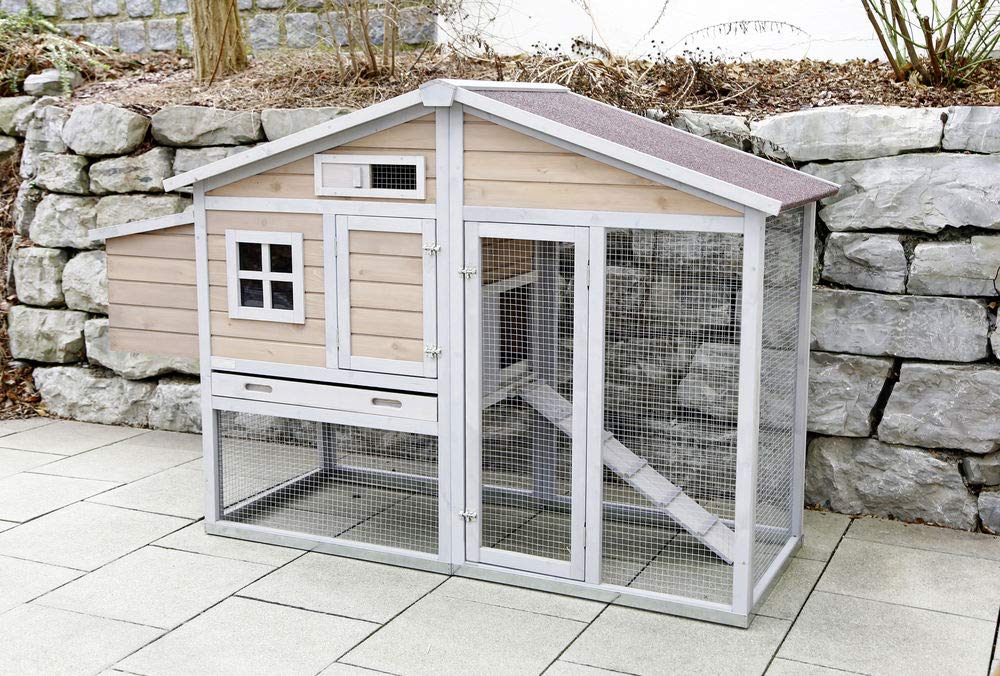 Kerbl Hobbyfarming Hühnerstall Bonny, 181 x 65 x 118 cm, 2 x Sitzstangen, 2 x Legenster, integrierter Auslauf