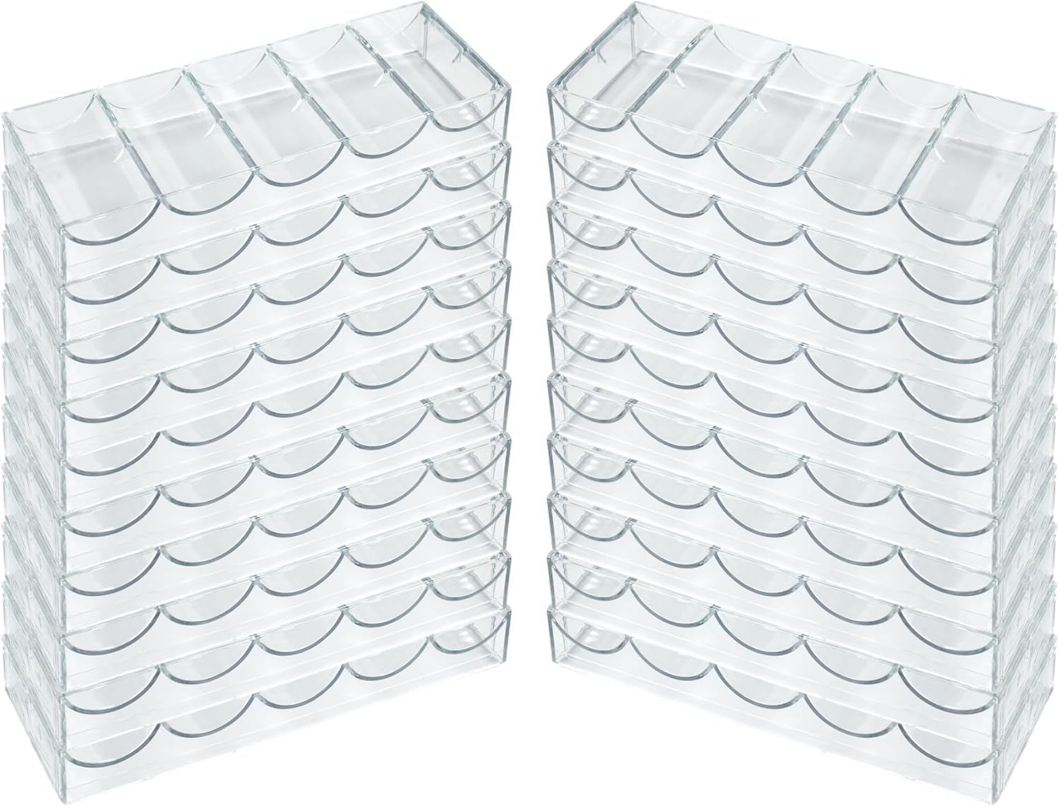 Poker Chip Trays - 100-count Clear Acrylic Poker Chip Racks - Chip Storage and Display Case