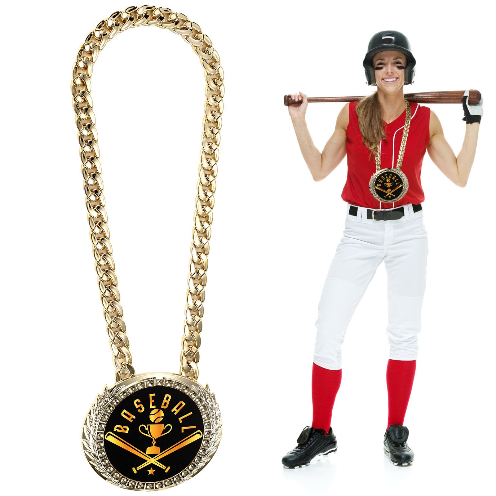 Penitue Greatest of All Time Turnover Chain, 6in/15cm Big Gold Goat MVP Medal Necklace Funny Champion Player of The Game Chain Award for Sports Trophy Prize Gifts