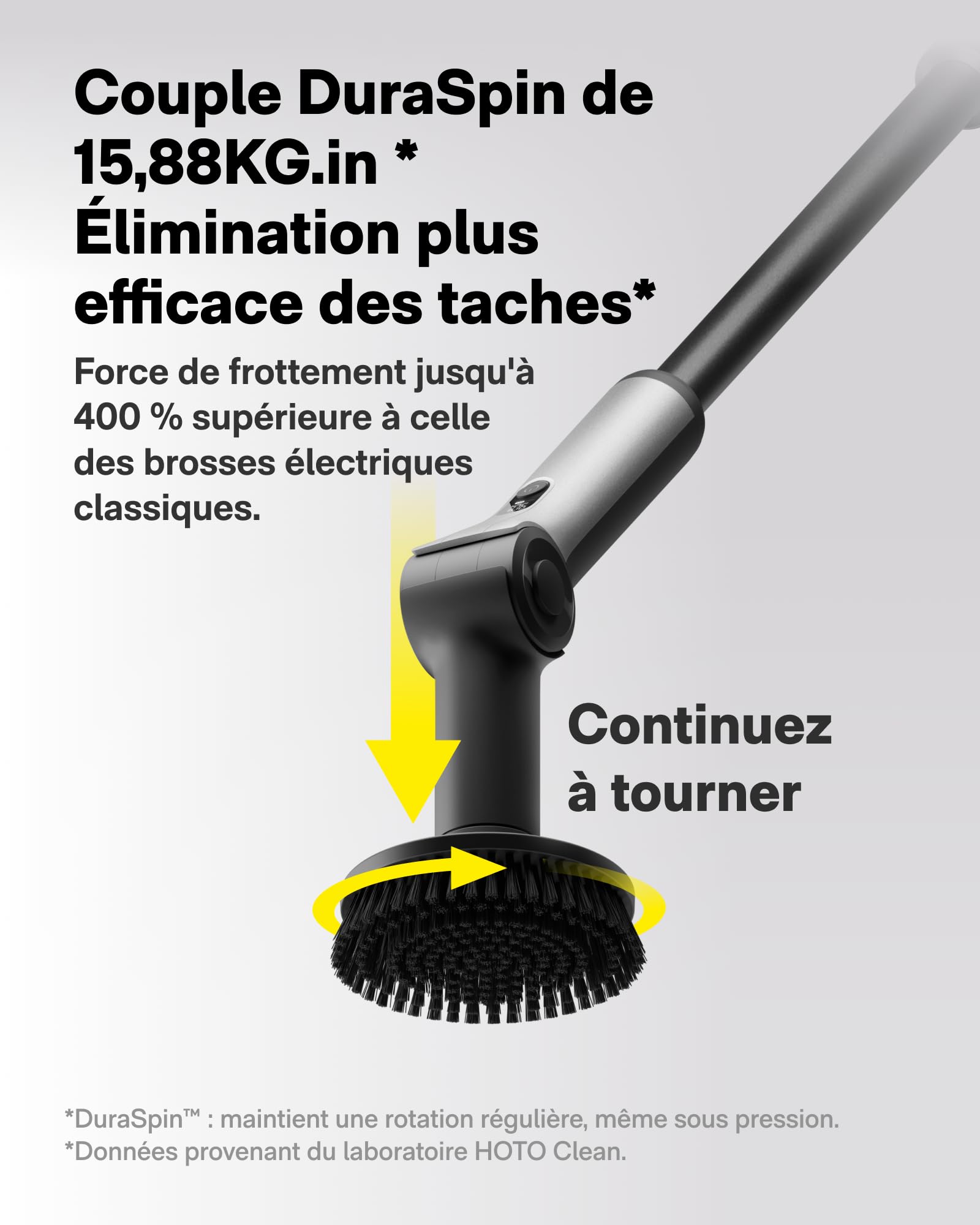 HOTO Brosse Nettoyage Électrique Rotative sans Fil, Angle Réglable, Poignée Extensible, IPX7, 8 Têtes de Brosse Nettoyante Remplaçables pour Salle de Bain, Carrelage et Baignoire