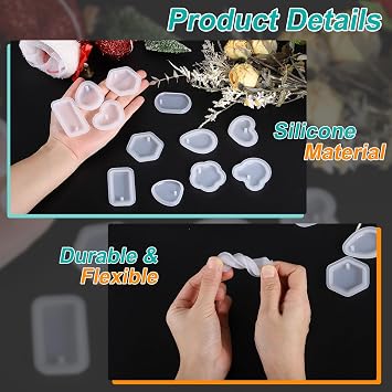 uxcell スクエアシリコンエポキシモールドキット 穴付き ホワイト 2個 | 樹脂キーホルダー型 ペンダントキーチェーンオーナメントジュエリーアートクラフト製作DIYクラフト用