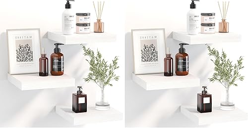 Miniatura 9 de Fixwal Estantes flotantes de 8 pulgadas para pared, pequeños estantes blancos para montar en la pared para baño, sala de estar, dormitorio,