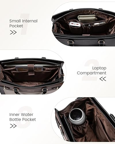 Miniatura 8 de LOVEVOOK Bolsa de trabajo para laptop de 15.6 pulgadas para mujer, maletín para computadora de negocios, bolsa de mano de piel sintética impermeable