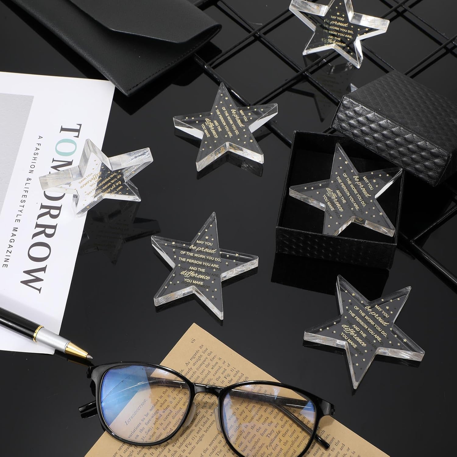 Huquary 50 Pcs Employee Appreciation Awards for Coworker Acrylic Thank You Gifts Trophy Be Proud of The Work You Do Prizes for Colleague Retirement Farewell Motivational Gift (Pentagram)