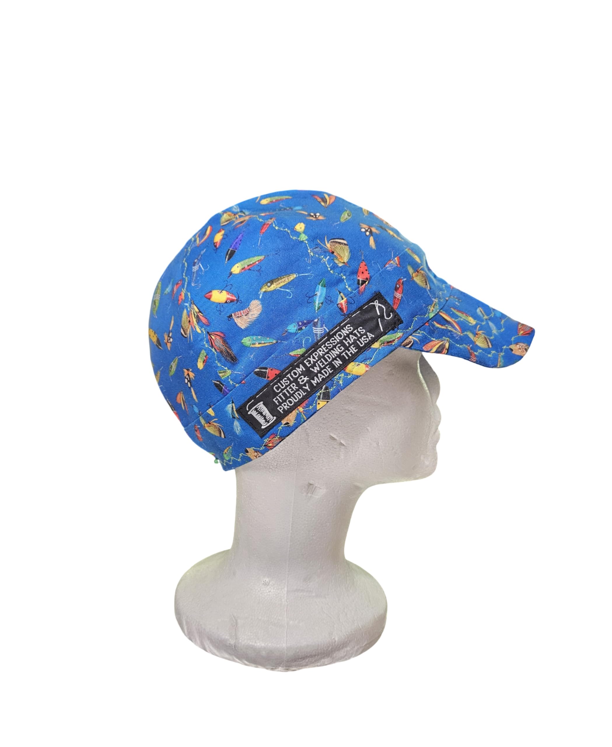 Custom Expressions Welding Caps Welding Helmet Liners Welding Accessories for Men-Women-Flame Resistant-Safety and Protection While Welding-100% Cotton-Handmade-Style Fishing Lures (7 1/2)