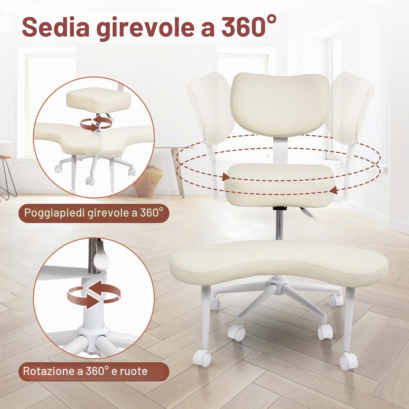 Nuova sedia da meditazione, sedia da ufficio con gambe incrociate e ADHD con ruote, supporto ergonomico per schiena e gambe, seduta regolabile in altezza per meditazione, home office, forte supporto