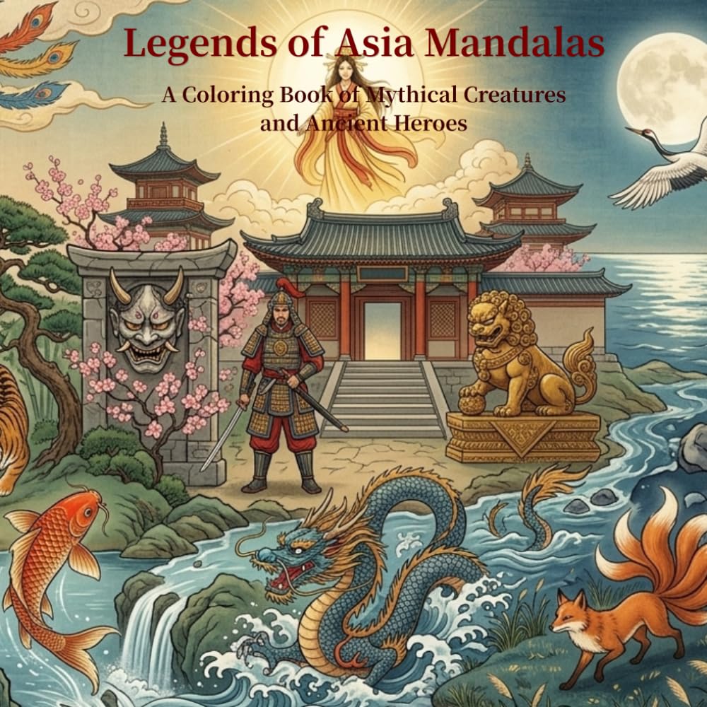Legends of Asia Mandalas: A Coloring Book of Mythical Creatures and Ancient Heroes