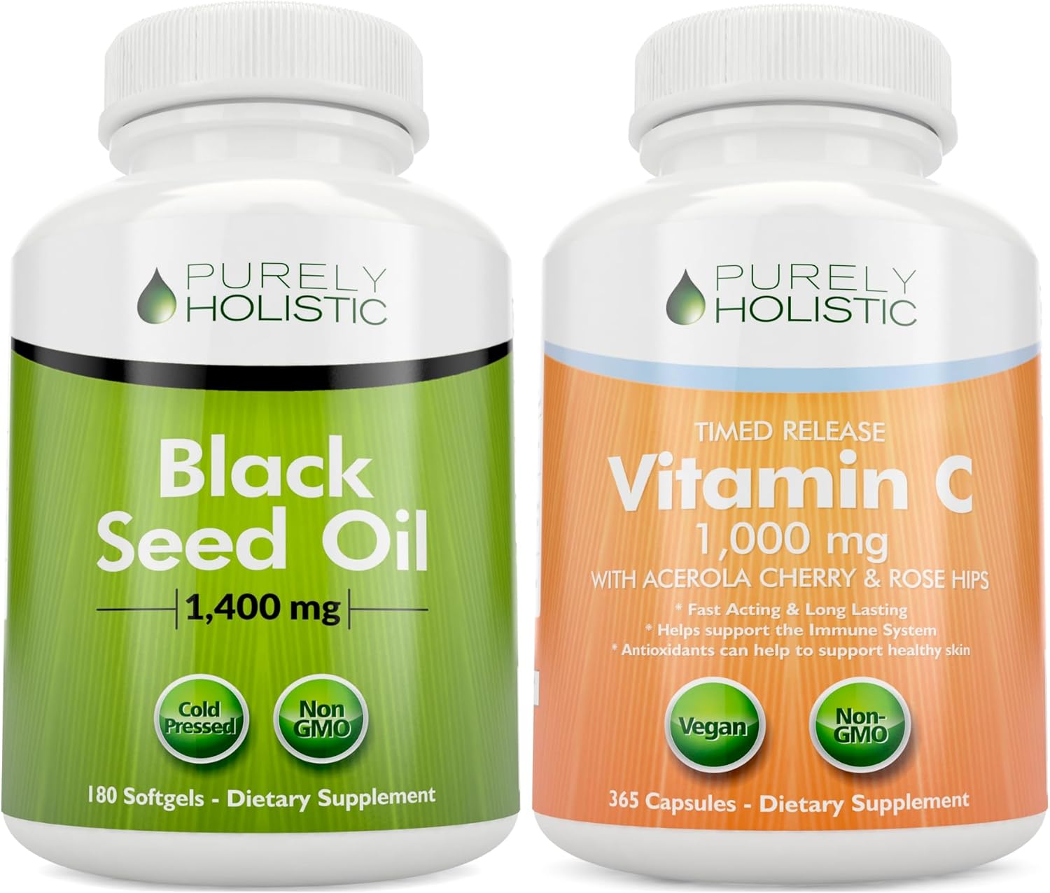 Purely Holistic Black Seed Oil 1400mg + Vitamin C 1000mg