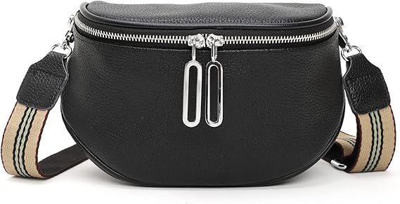 Amazon Atgbiem ショルダーバッグ レディース 斜めがけ 本革 人気 ななめ掛け バッグ カバン レディース ファッション レジャー チェストバッグ 大容量 レザー 軽量 ウエストバッグ ランキング ブラック ショルダーバッグ