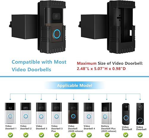 Miniatura 2 de Soporte antirrobo para timbre con ángulo ajustable (45 izquierdaderecha), soporte para timbre de puerta de video 1233 Plus4(versión 2020)(versión