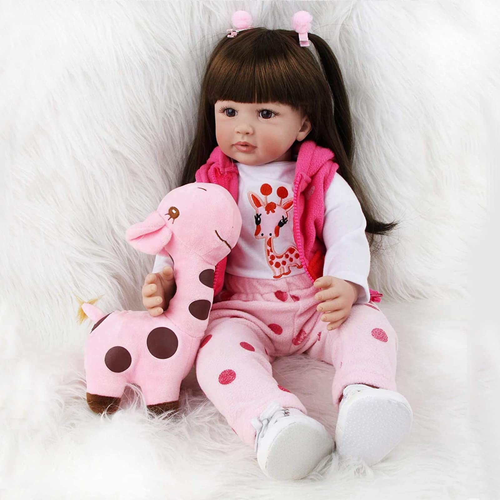 ZIYIUI Bambola Reborn Femmina 60 Cm 24 Pollici Silicone Morbido Vinile Realistico Neonate Bambole Reborn Reborn Doll Simulazione Bello Ragazza Regalo di Natale Giocattolo