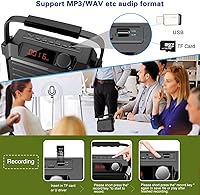 Vista 5 de WinBridge Amplificador de voz inalámbrico para profesores, sistema PA portátil de 30 W con micrófono de auriculares UHF y altavoz Bluetooth