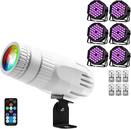 1 unids blanco Shell Pinspot luz para bola de discoteca 15W RGBW 4 en 1 y 36 LED RGBW 4 en 1 par luz 6 paquetes