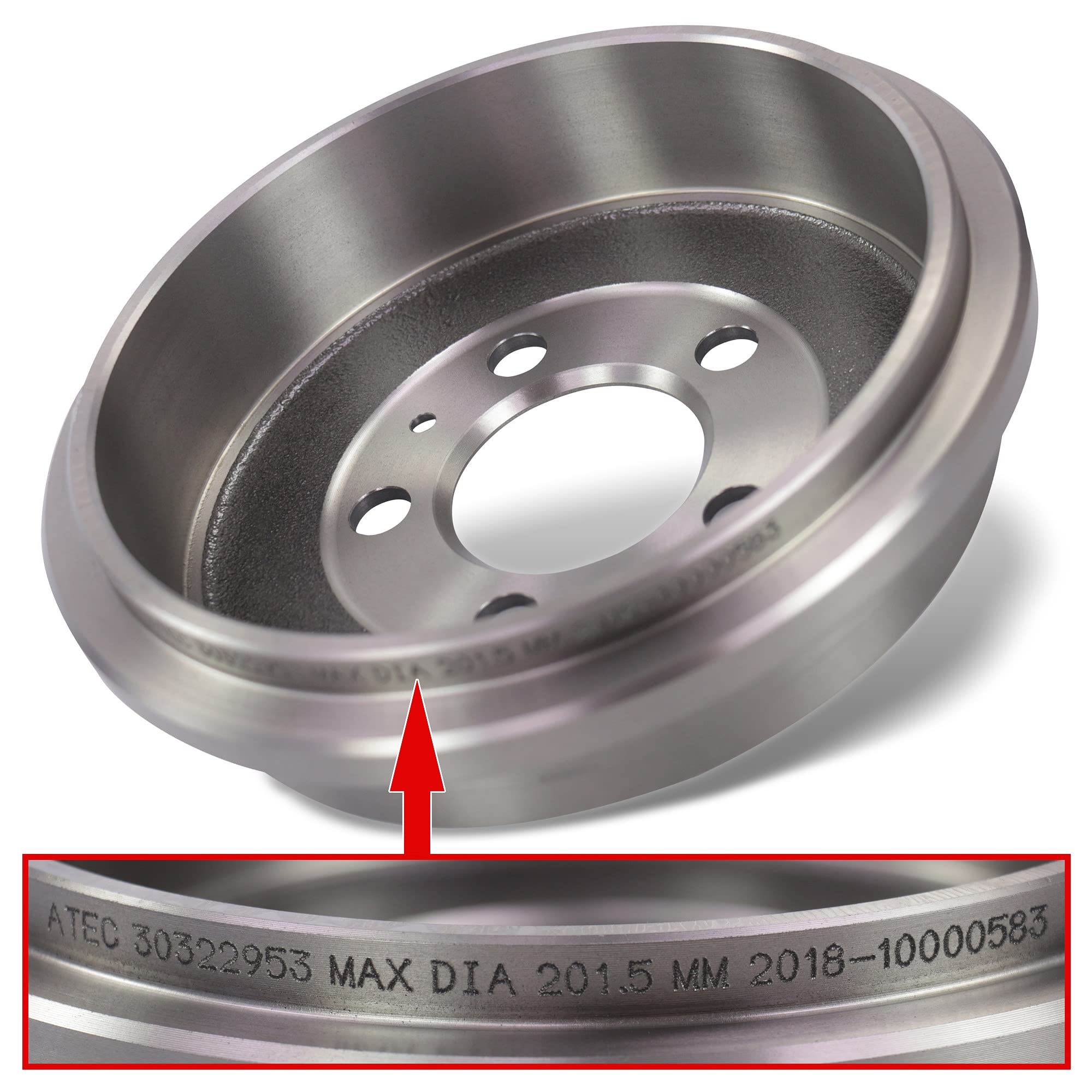 ATEC Germany Bremsenset Vorderachse inkl. Bremsscheiben Ø 256 mm Belüftet + Bremsbeläge Vorne + Bremsbacken Hinten + Bremstrommel Hinten