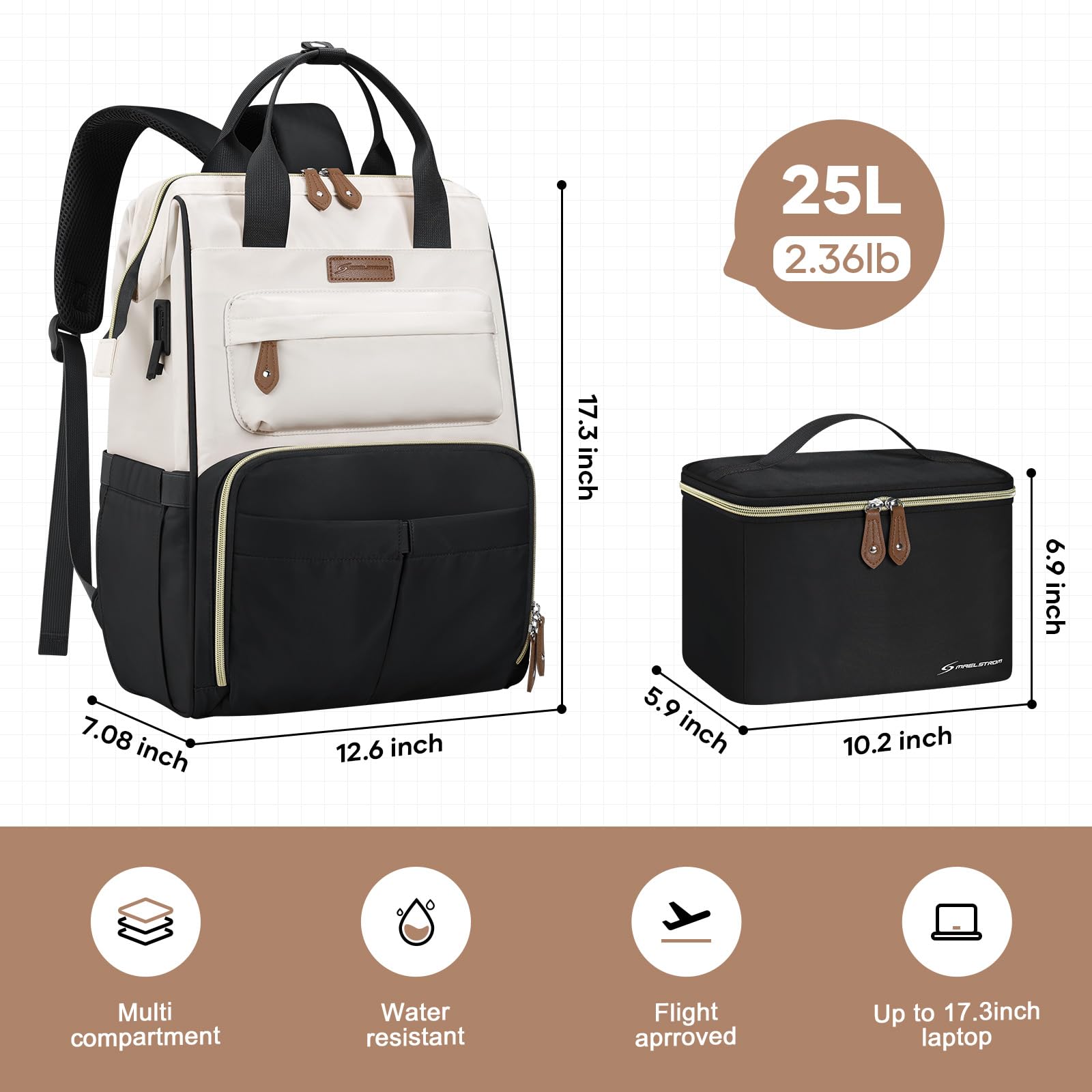 Maelstrom Zaino da viaggio con portapranzo (nero-beige)