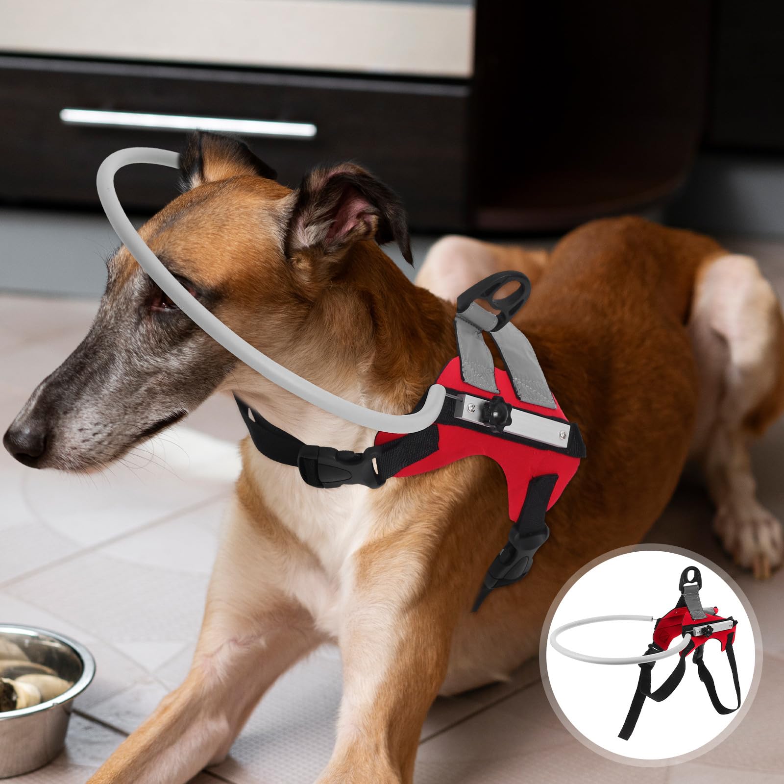 ULTECHNOVO Collier pour Chien Aveugle Rouge en Polyester Léger Protection Anti-Collision et Facile à Utiliser pour Navigation Extérieure Sécurisée