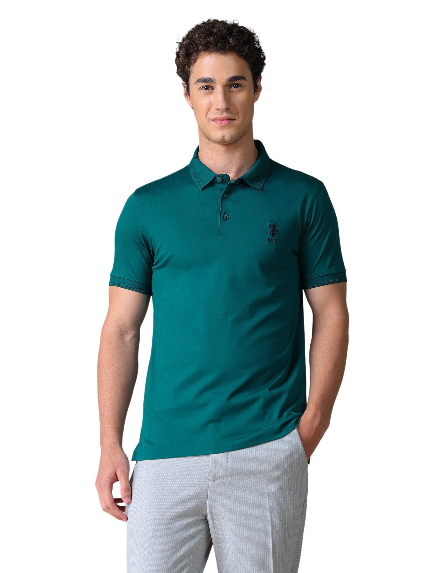 u.s. polo assn. U.s.Polo Association Men's Regular fit Solid Polo Shirt-picture-39