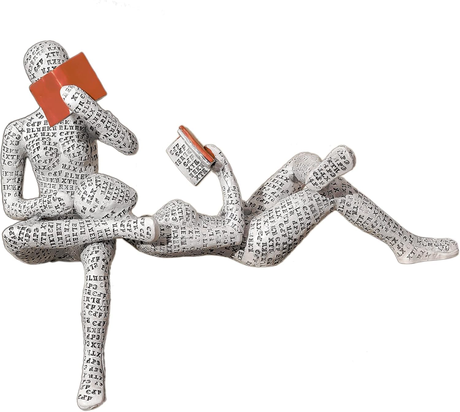 Home Decor Reading Women Figurine, Thinker Statue Aesthetic Sculpture, Room Decor Modern Abstract Decoration, on Shelf Table Desk for Living Room Office Bedroom (Style 4)