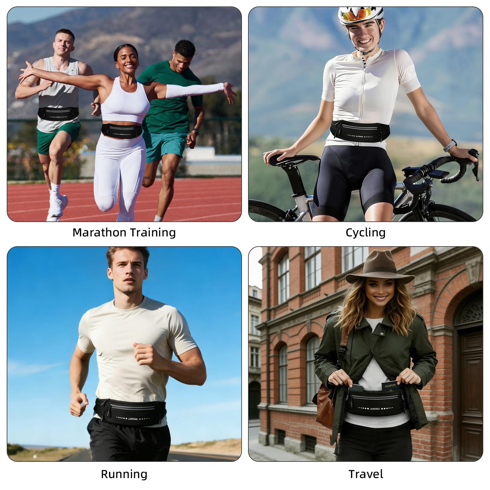 Laufgürtel Leicht & Wasserabweisend, Bauchtasche mit 4 Fächern & Reflektorstreifen – Sportgürtel für Handy, Schlüssel – Ideal für Marathon, Joggen, Wandern, Pendeln (für Damen & Herren)