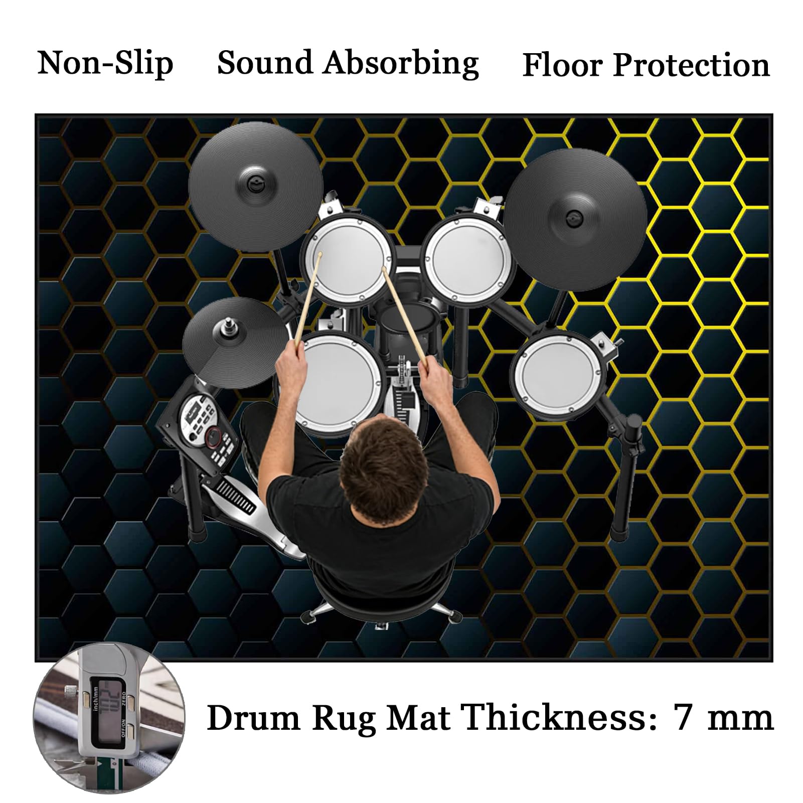 140 x 120 cm Dywan z baterią elektroniczną Dźwiękoszczelny Antypoślizgowy Dywan Pochłaniający Akustyczny Profesjonalna mata do instrumentów muzycznych do instrumentów muzycznych do gitary basowej