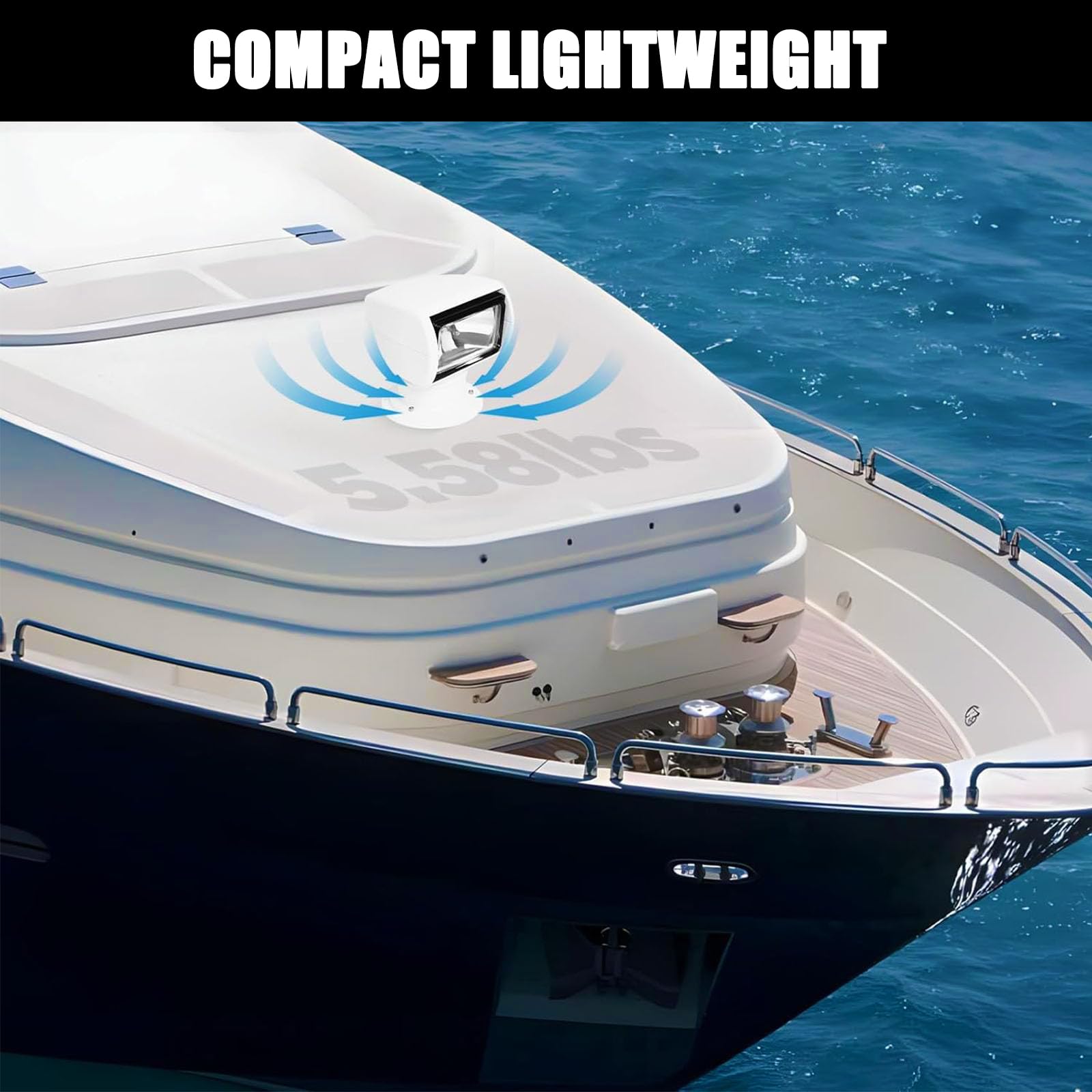Spotlight Marino Impermeabile da 12 V/24v 100w - Ruota A 360 ° Ruota Ruota Luce per Barche, Camion, ATV, Pesca E Caccia 24V