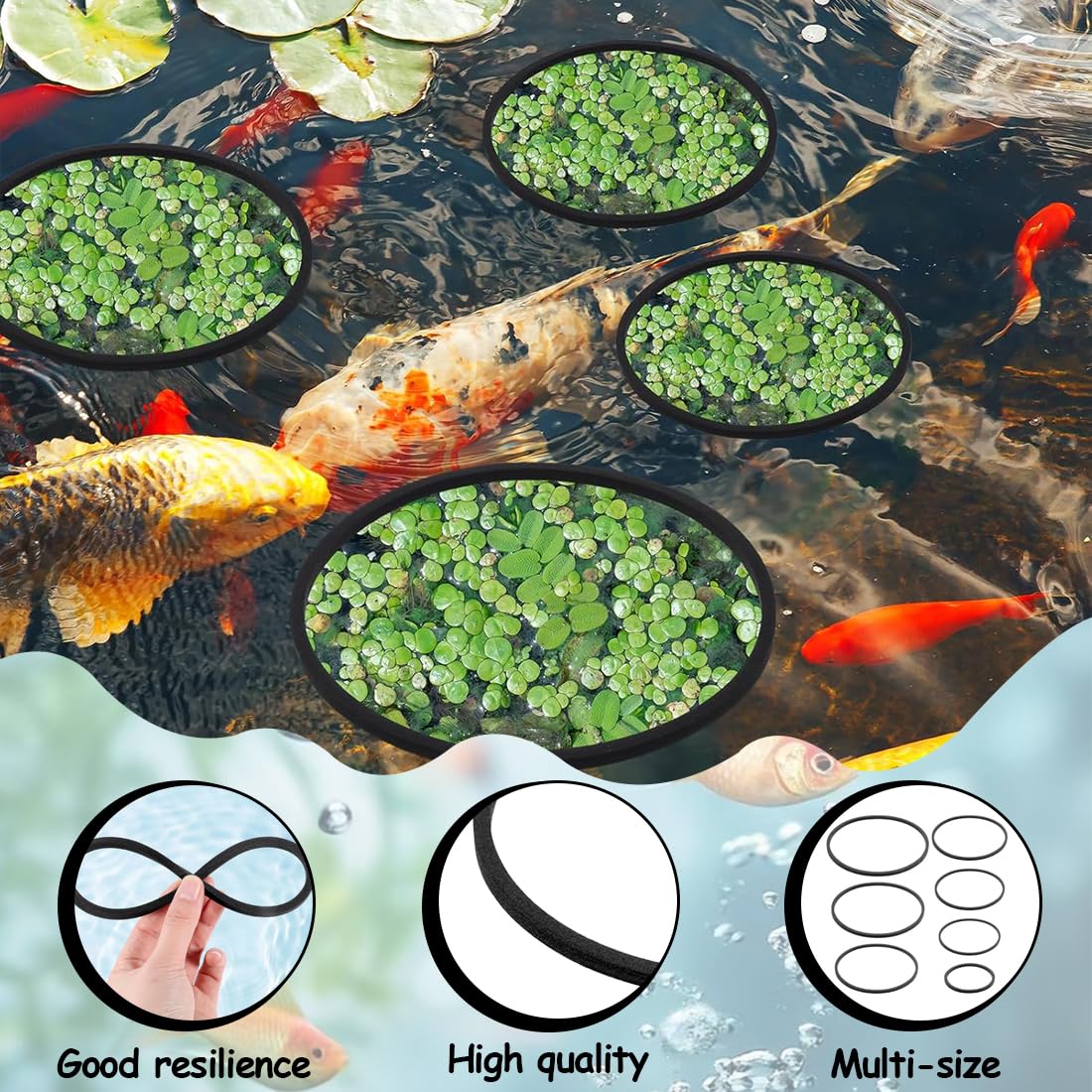 Juego de 7 Anillos flotantes para Plantas de Acuario, Separador Circular Flotante Negro para Plantas, Barrera Protectora y área de alimentación para Peces, Varios tamaños — view 4