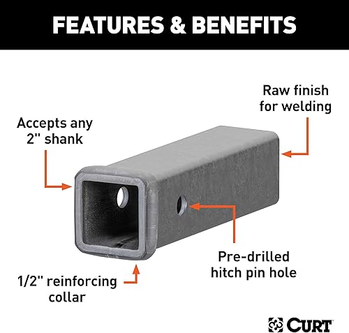 Miniatura 3 de CURT 49090 2-Inch x 9-Inch Weld-On Raw Steel Trailer Hitch Receiver Tube