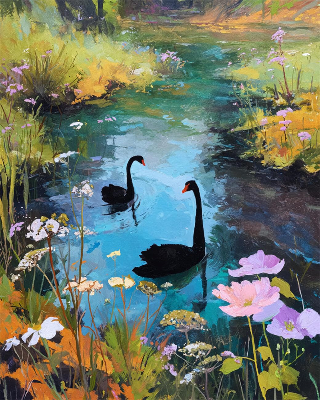 AYAOYANGGO Animal DIY Bead Embroidery Kit Cartoon Swan Beadwork Craft Kit for Beginners,Needlework Set,Preprint Pattern Decor Wall Art 60x80cm