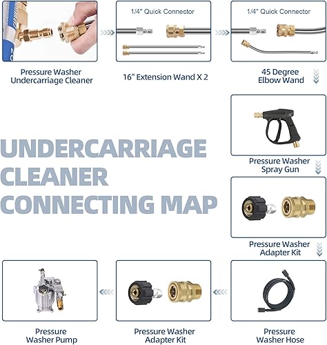 Miniatura 6 de Accesorio para lavadora a presión del tren de rodaje, escoba de agua de 16 pulgadas, accesorios de lavadora eléctrica con 4 boquillas, 3 varitas de