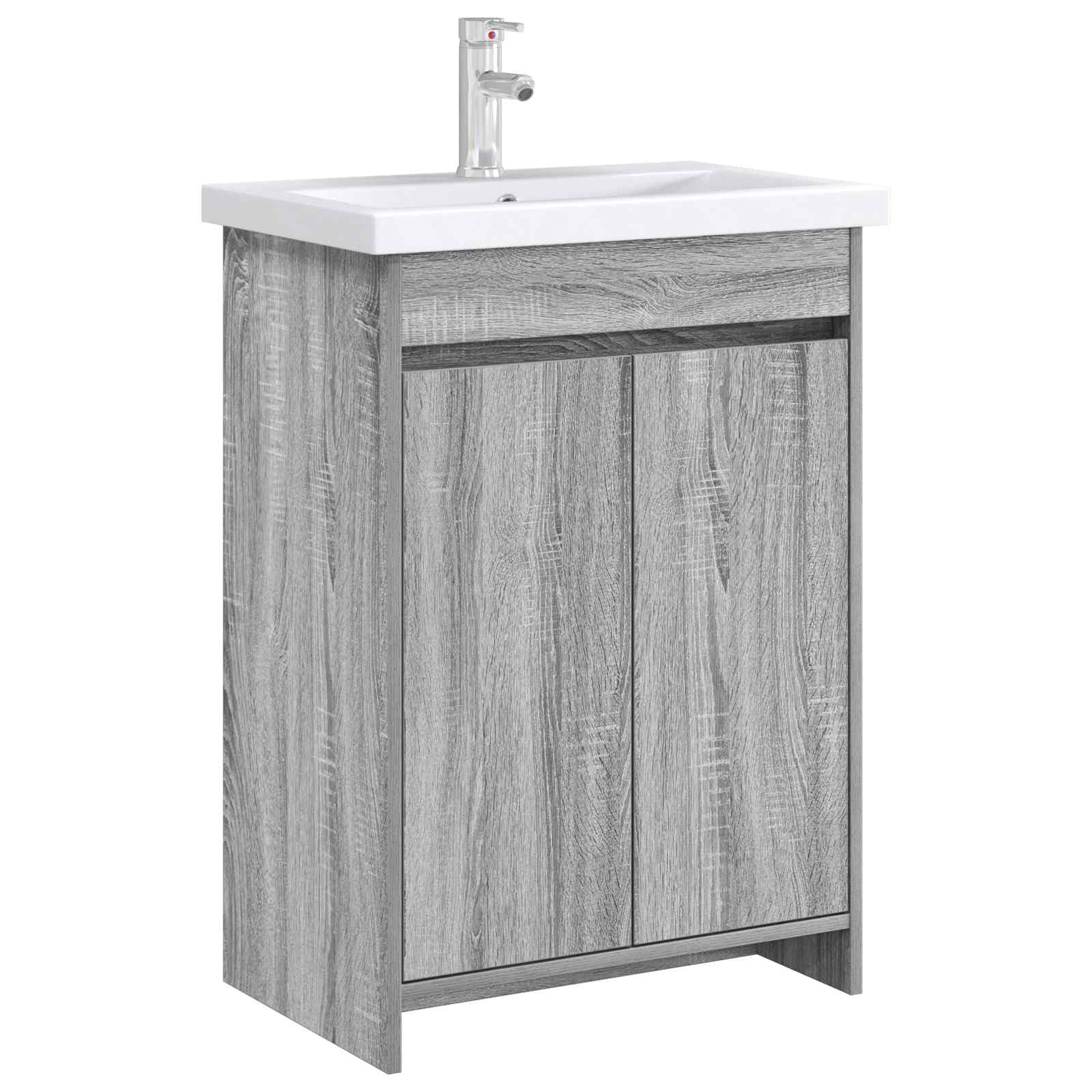 Sonoma szafka pod umywalkę, szara, 56 x 37,5 x 81 cm, materiał drewnopochodny z miejscem do przechowywania, drzwi na zawiasach, montaż do łazienki, szafka pod umywalkę, meble łazienkowe, regał