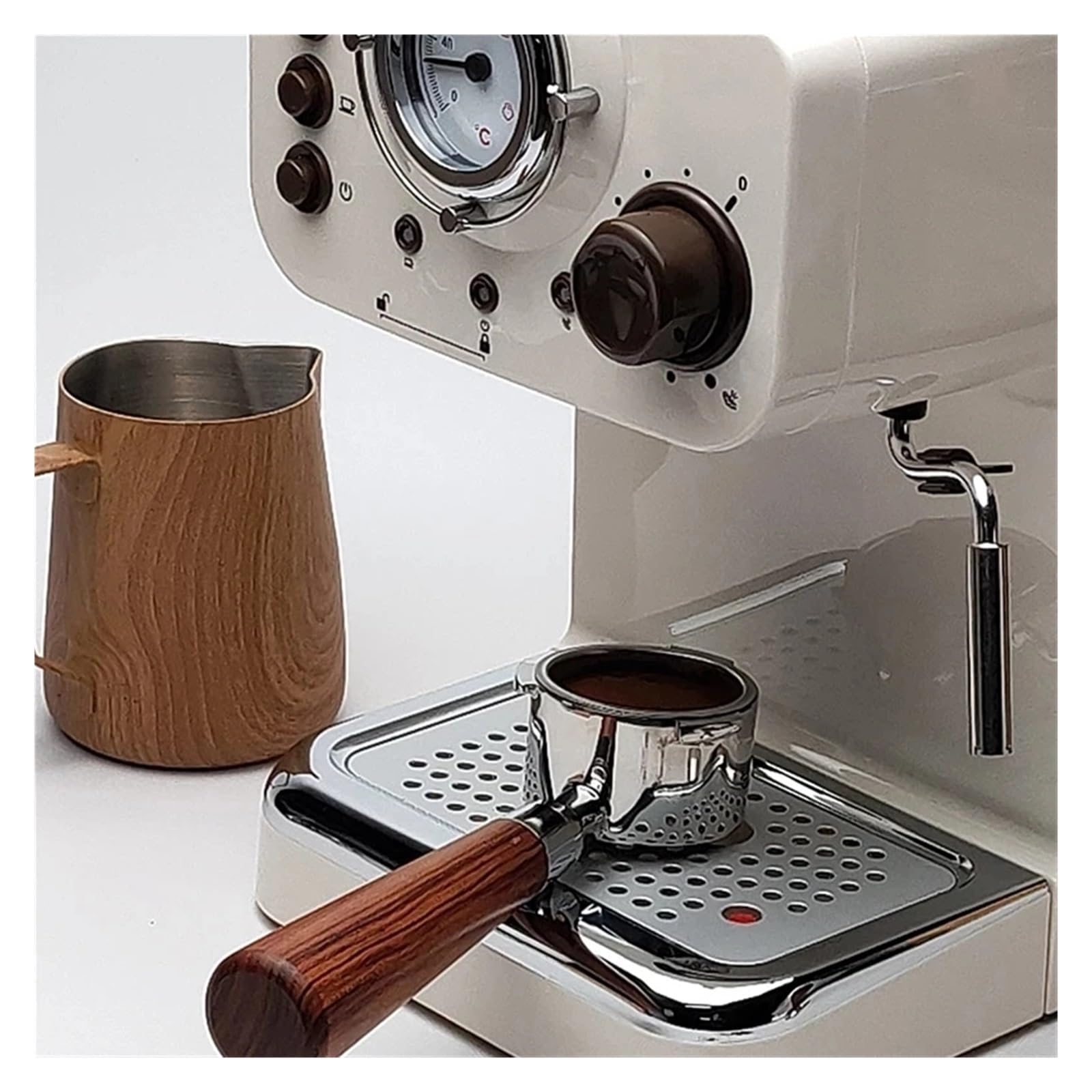 Portafiltro Sin Fondo For Café, Compatible Con Delonghi, Dedica Ec680 Ec685, Mango De Madera Maciza, Herramientas For Cesta De Filtro De Repuesto De 51MM, Adaptación Precisa