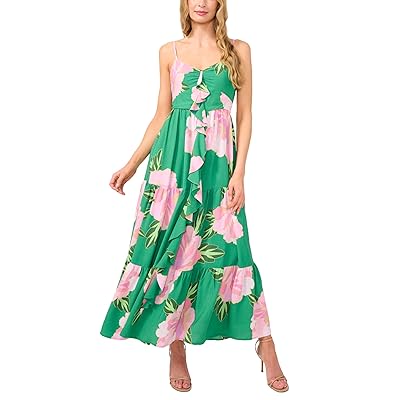 CeCe Ruffle Front Tiered Maxi Dress Women