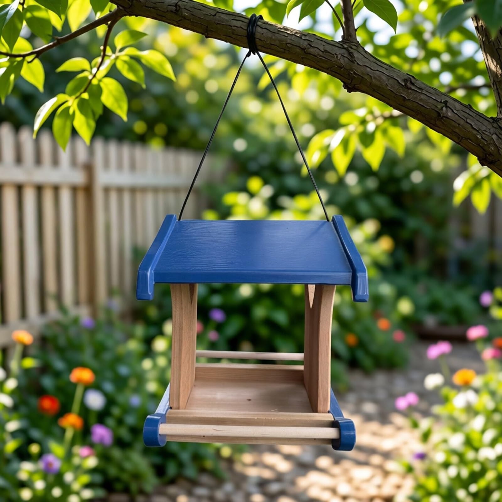 Mangiatoia per Uccelli da Esterno, Mangiatoia per Uccelli da Appendere, con Copertura Superiore Impermeabile, Aspetto Semplice, per Balcone, Cortile