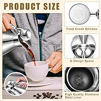 Vista 3 de Uiifan 2 piezas jarras térmicas de café de 68 oz, jarra de café aislada de acero inoxidable para líquidos calientes, olla térmica al vacío
