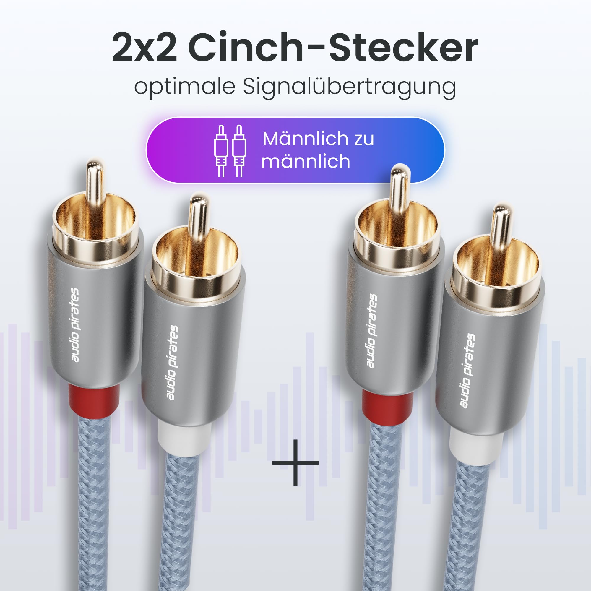 audio pirates by cammica USB-C naar 2x RCA Clinch-stekker, RCA-kabel