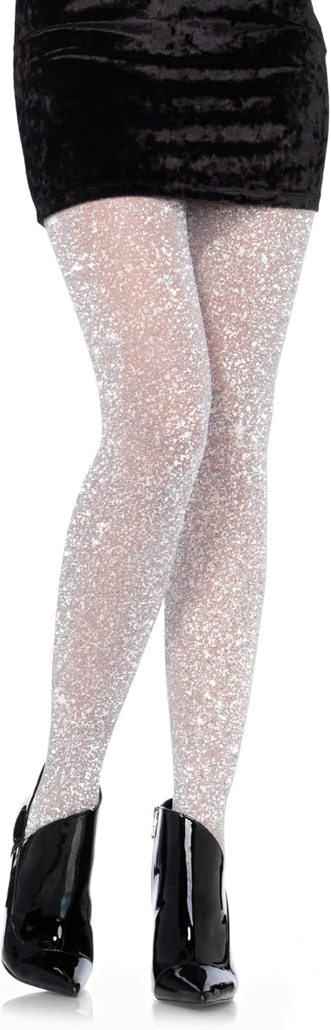 Leg Avenue Women's stretchy High Waist Lurex Shimmer Tights With Metaillic Fiber Shine