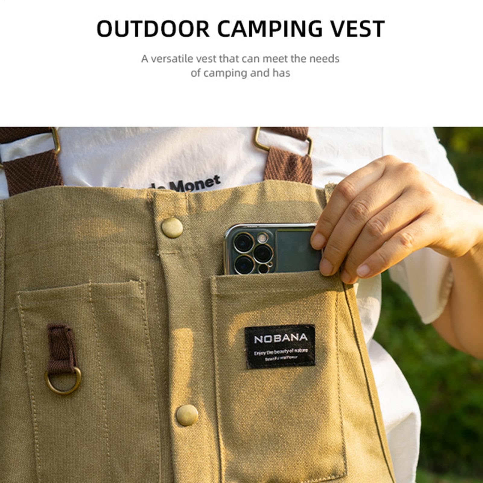 Gilet de photographie – Tablier de cuisine multifonctionnel avec poches, tablier d'extérieur et gilet réglable | Veste de travail légère pour la pêche, le camping, le jardinage, la photographie, les v