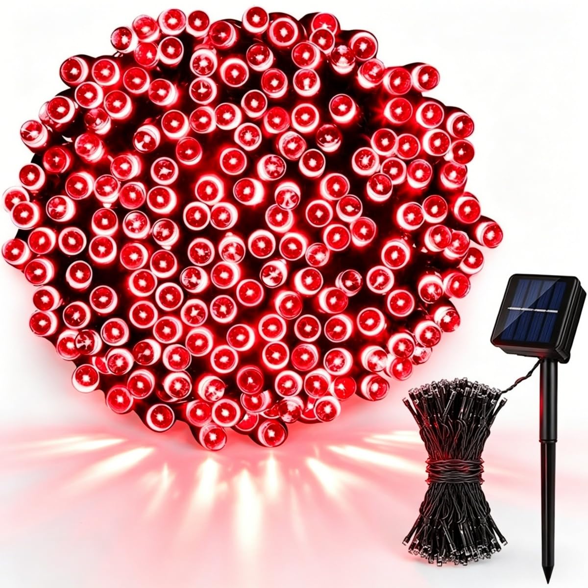 Treer Solar Lights Outdoor Garden, Solar Powered Fairy String Lights with 8 Modes IP66 Waterproof Outside Decorative for Patio, Yard, Festival, Parties, Wedding (Red,22M 200LED)