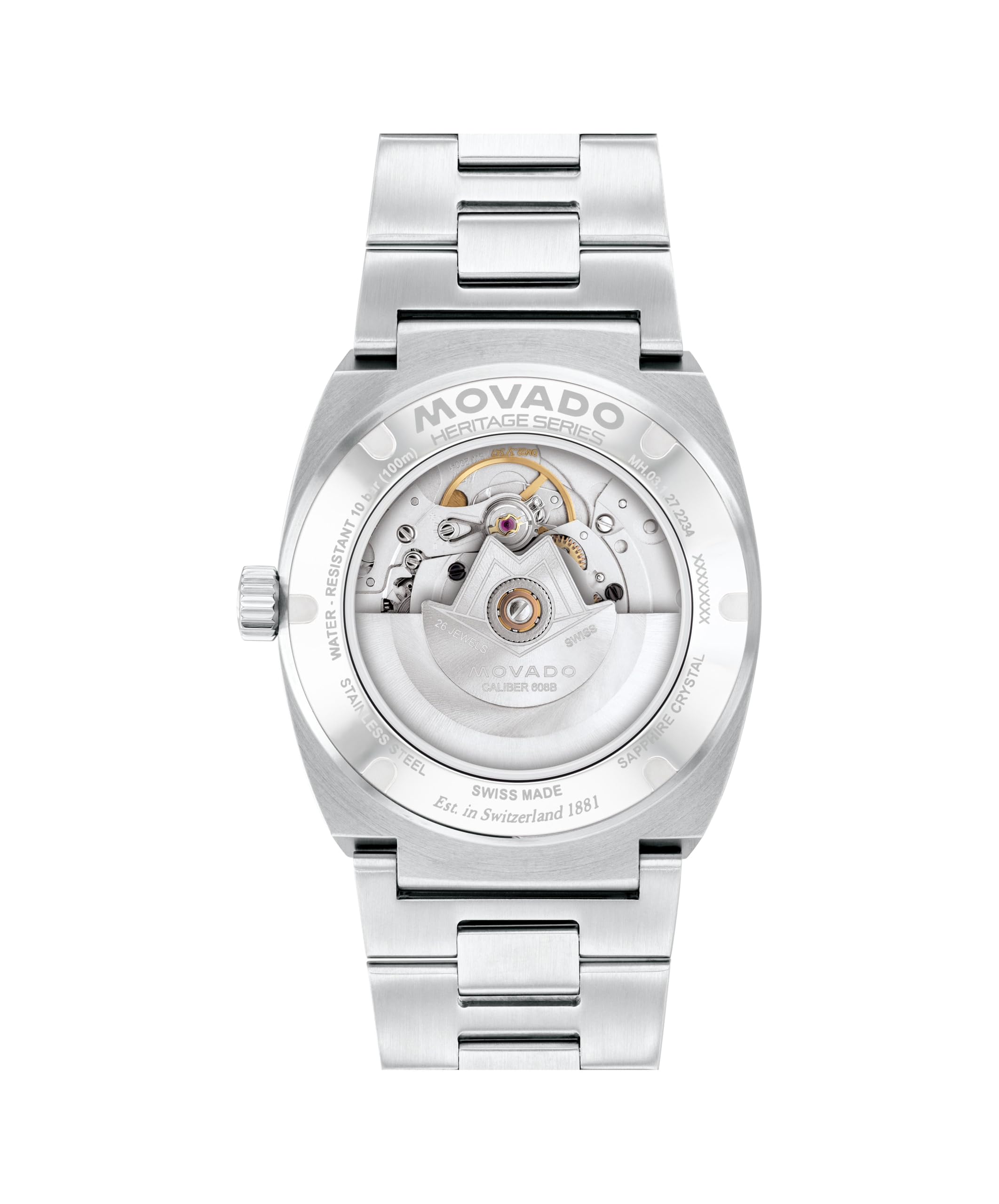 Movado Heritage Ondoplan Men's Watch - Swiss Automatic, Self-Winding, Link Bracelet - Classic, Modern Luxury Fashion Timepiece for Him - 39mm