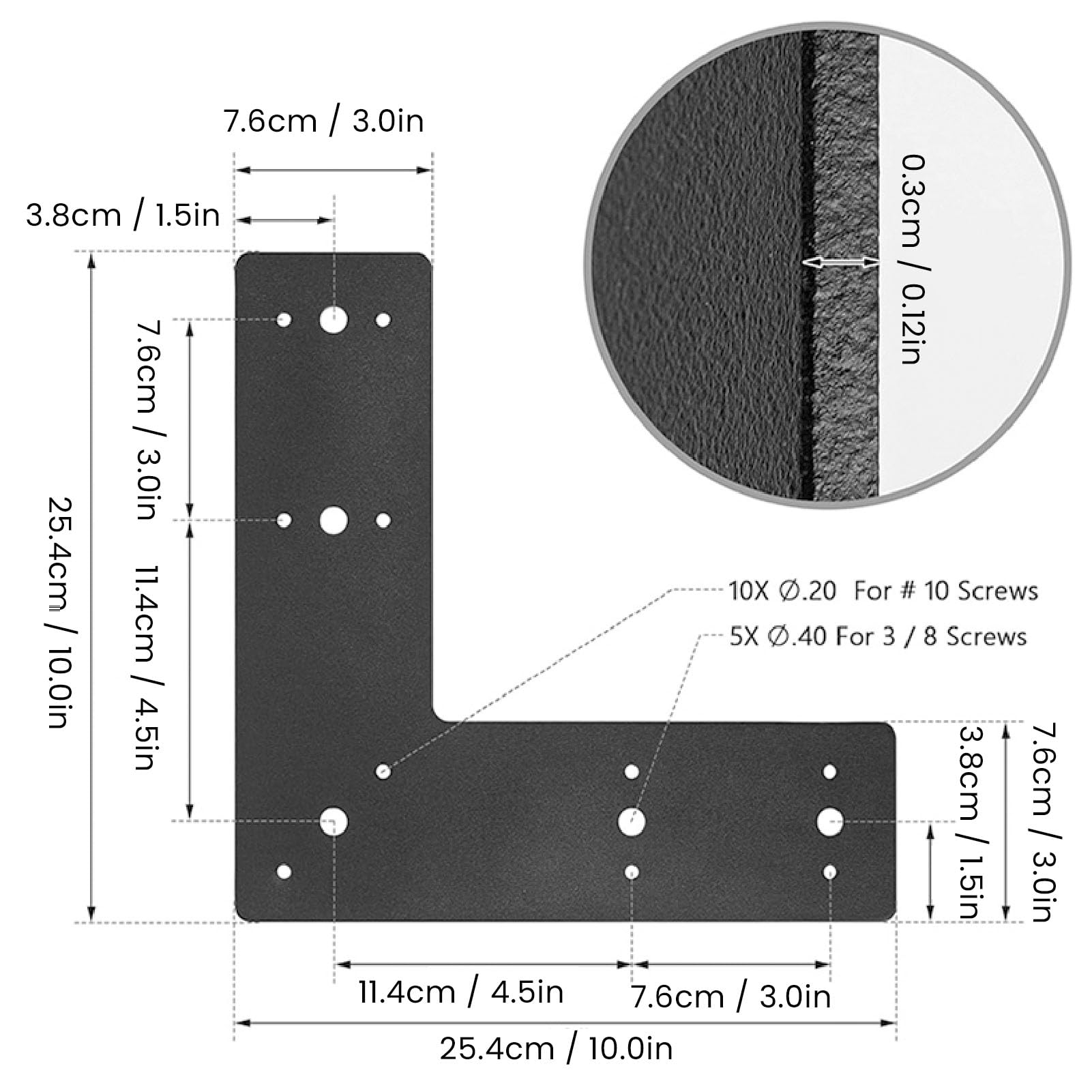 Flache Halterungs-Patchplatte, 2 Stück, Schwarze L-Halterungen (für Holz), Edelstahlzwickel (flache Metallplatten Für Regale), Robuste Rechtwinklige Halterungen