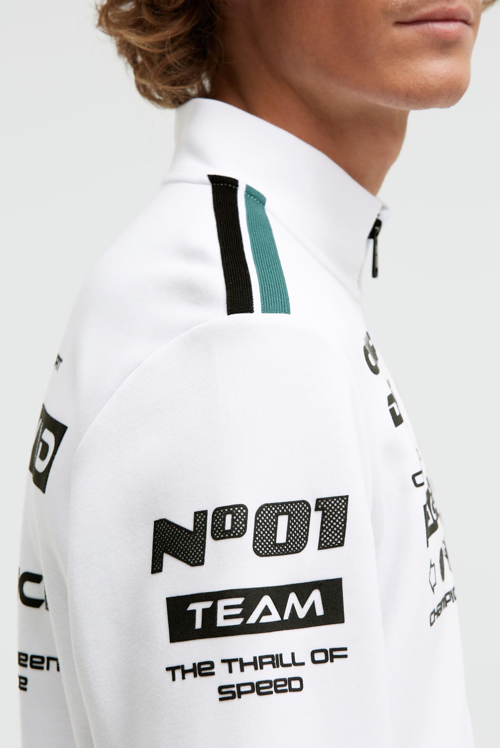 Camp David Herren Troyer-Sweatshirt aus Interlock mit Rubber Artworks