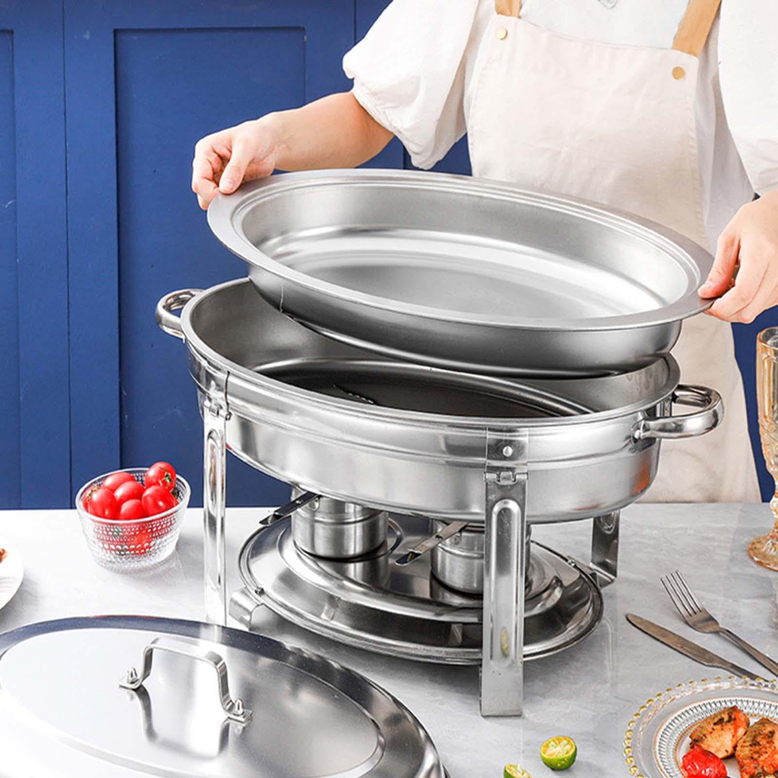 Qianly Buffet Chafing Dishes Equipados con Calentador de Alimentos Tapa Hermética Y Bandeja para Servir Frutas Hechos en Acero Inoxidable Resistente Adecuado