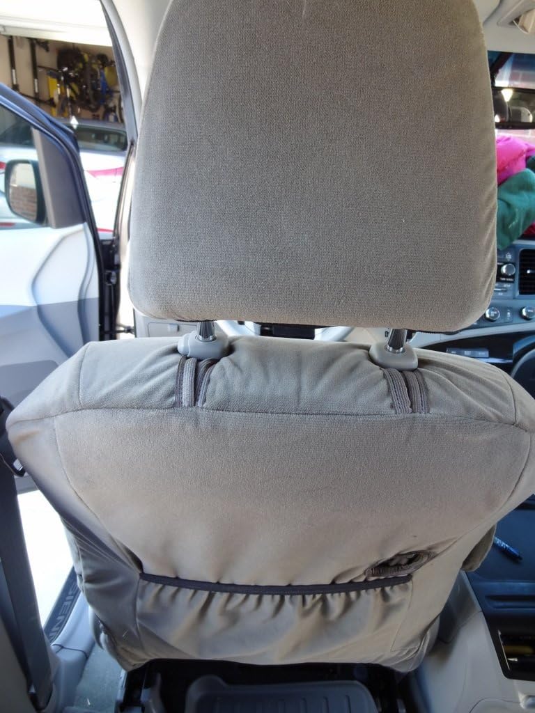 Durafit Seat Covers, Compatible with 2011-2018 Sienna LE and XLE, 8 Passenger Van Complete Car Seat Cover Set (Designed for Cloth Interiors Only), Minivan Seat Covers in Dark Tan (Taupe) Velour Fabric