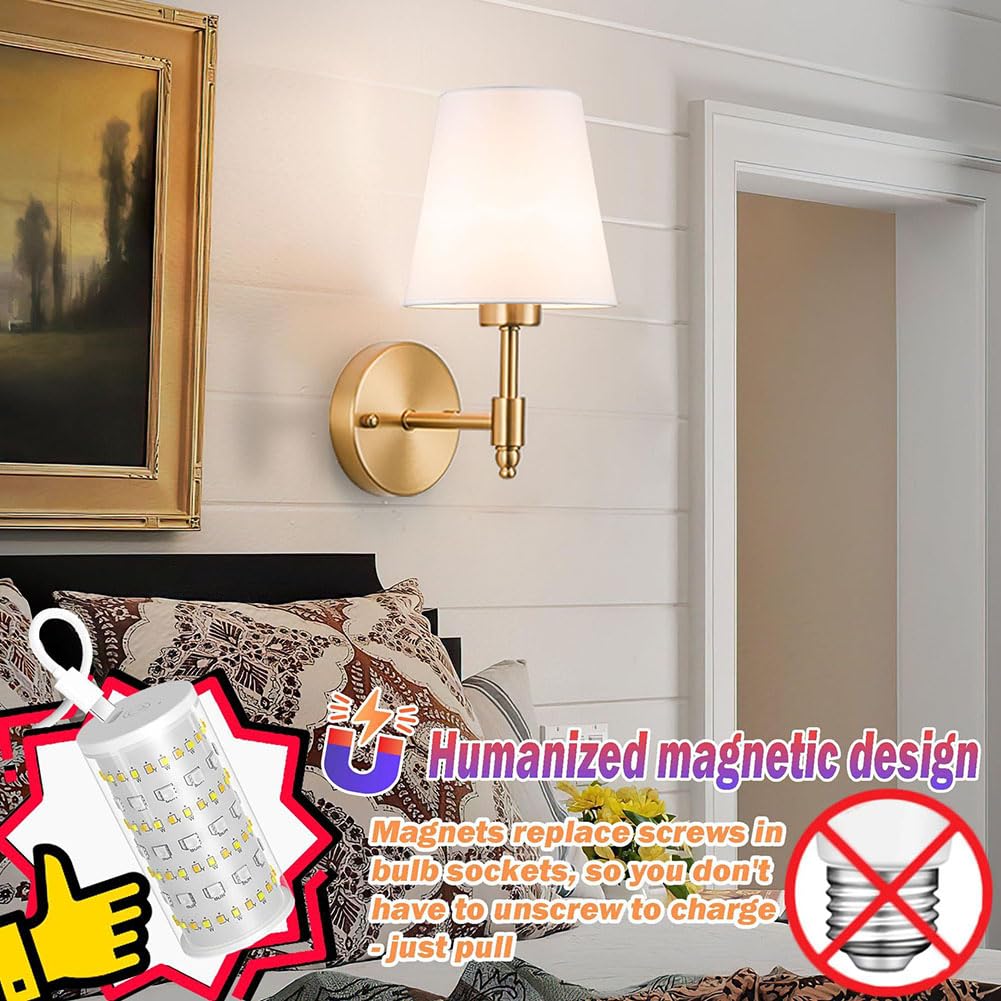 Akku Wandleuchte Innen Stoffschirm Wandlampe mit Fernbedienung Ohne Stromanschluss Wandleuchten Dimmbare Leinen Lampenschirm Nachttischlampe Batterie USB Aufladbare 2 Stück Leselampe Wand LED RGB