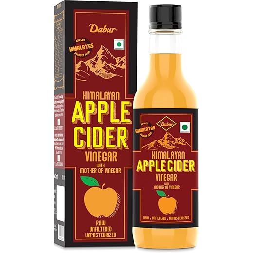 Dabur Himalayan Apple Cider Vinegar - 500ml | Oraganic Sourced Hanpicked Apples | Mother of Vinegar | For Weight Management, Reduced Bloating, Healthy Skin & Hair | Raw, Unfiltered & Unpasteurized