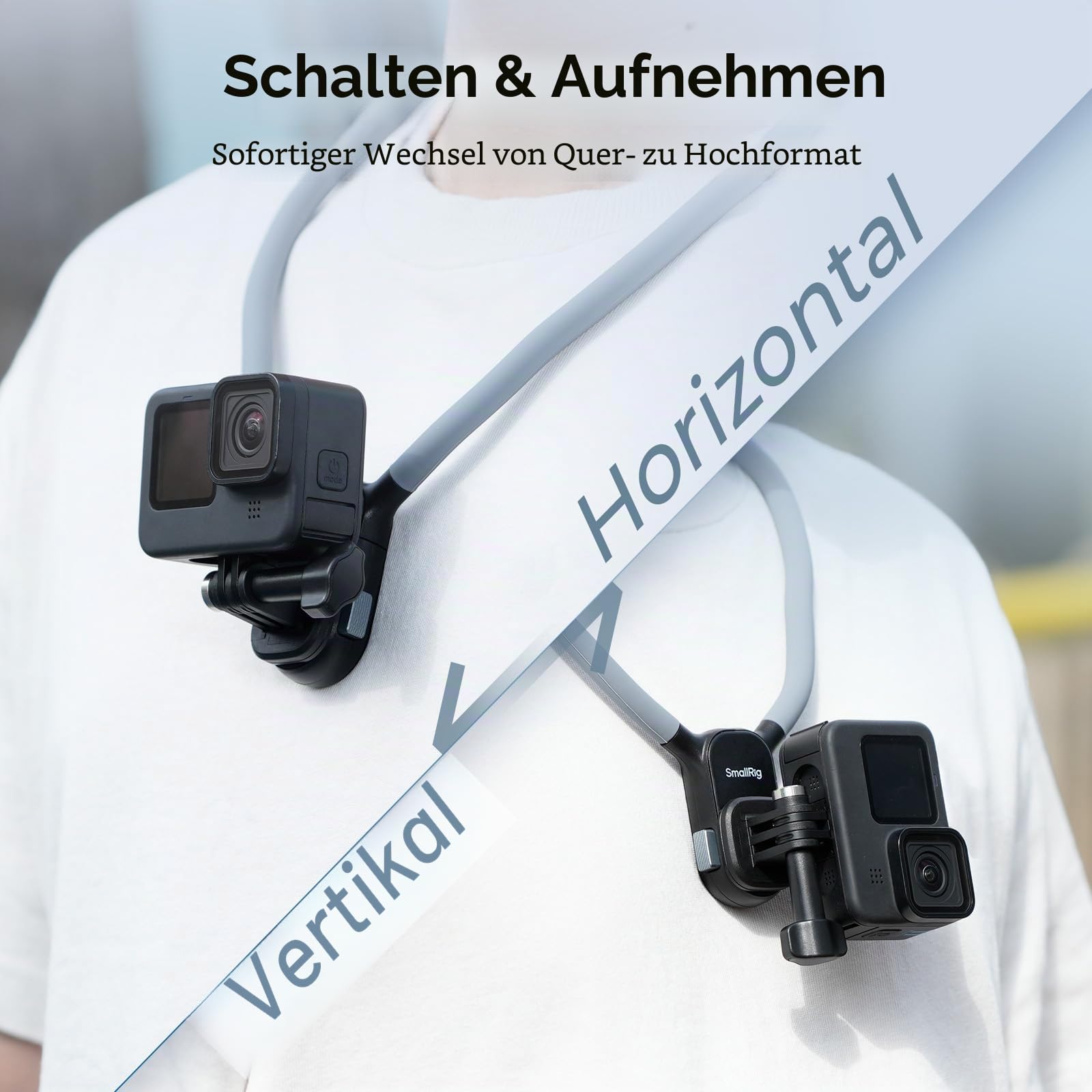 SMALLRIG Magnetische Halshalterung für Actionkameras, Nackenhalterung mit einem klick, für GoPro 13/12/11/10/9, für DJI Osmo 360 Nano/Action 6/5 Pro/4/3, für Insta360 Ace Pro 2-5126