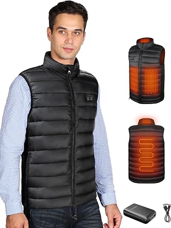 Heated Vest for Men with 7.4V 10000mAh Battery Pack, Gifts for Men, Rechargeable Mens Heated Vest, Gifts for Him