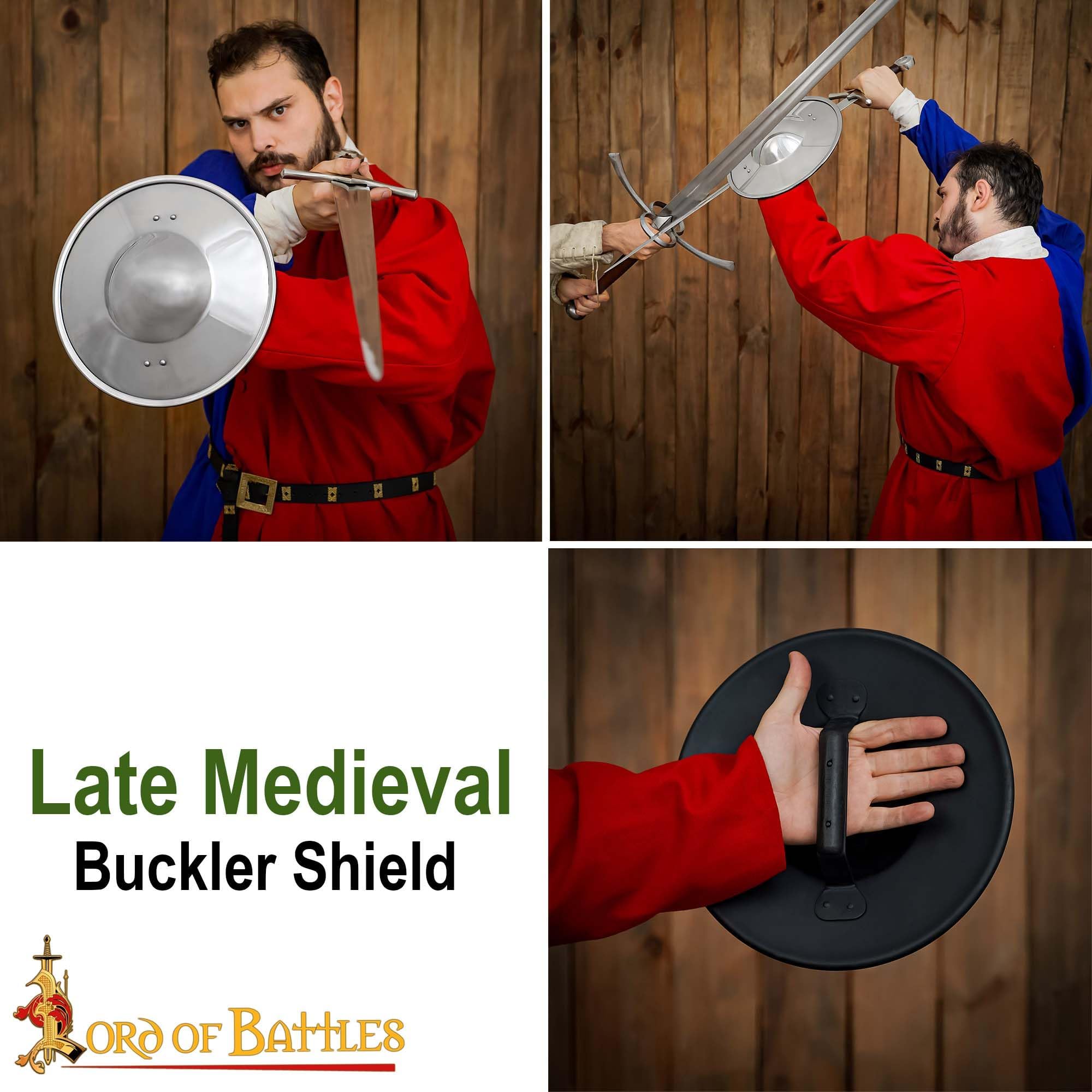 Lord of Battles Late Medieval Steel Buckler Handmade Shield with Wooden Handle Battle Ready, Ideal for LARP Ren Fair (Polished Buckler) - Image 4