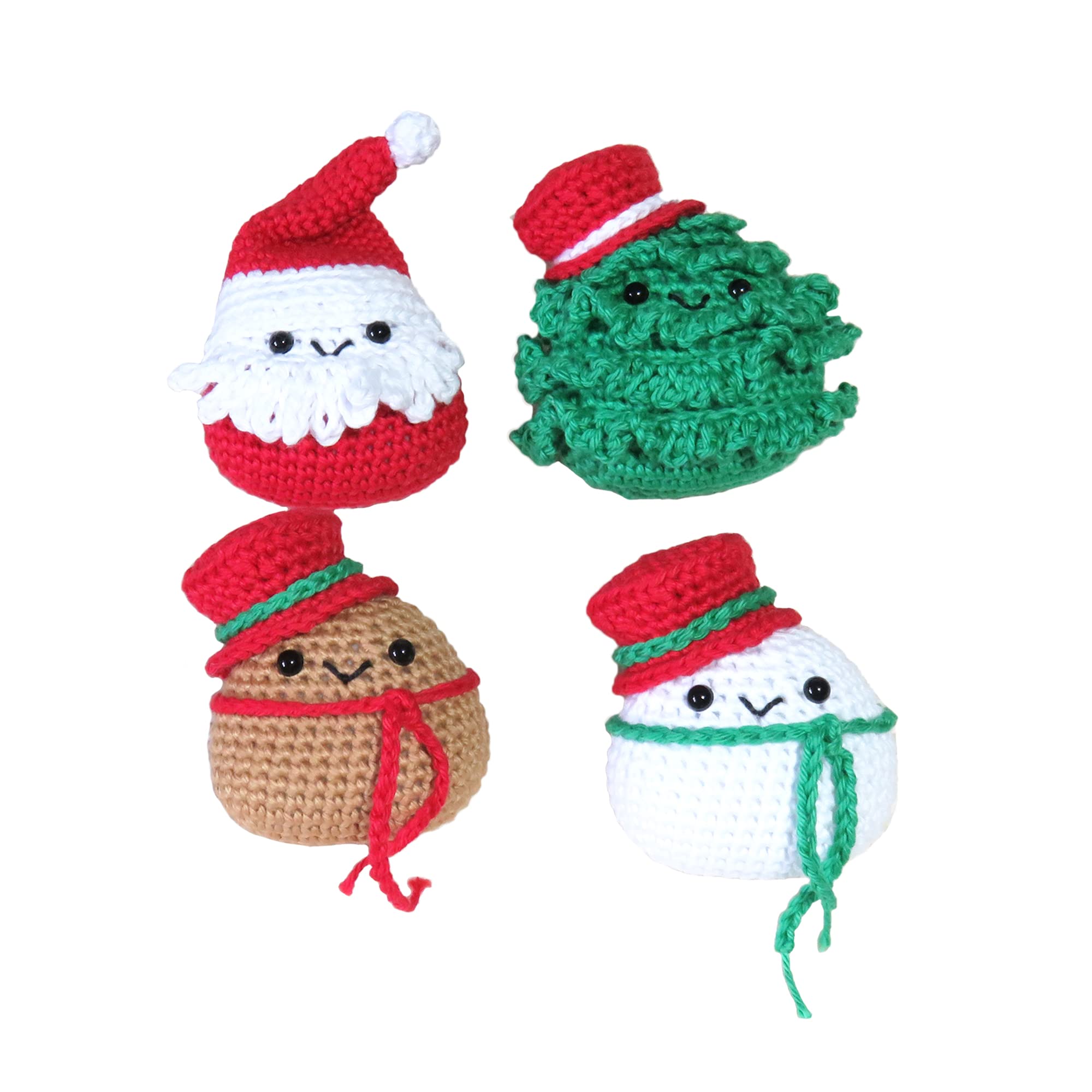 Crochet Kit, 4 Christmas Mochi Amigurumi complete beginner learn to crochet kit - Gift for teens (14+) and adults, Beginner crochet kit
