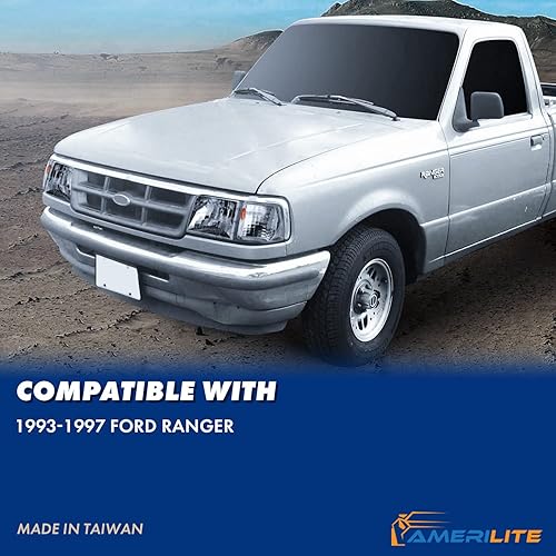 Miniatura 6 de AmeriLite Juego de faros halógenos de repuesto y esquina para camioneta Ford Ranger 93-97, lado del pasajero y del conductor, montaje de luz del